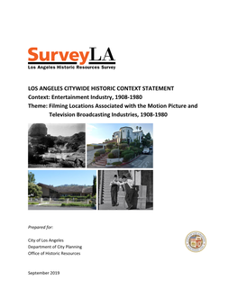 Filming Locations Associated with the Motion Picture and Television Broadcasting Industries, 1908-1980