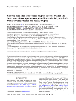 Genetic Evidence for Several Cryptic Species Within the Scarturus Elater Species Complex (Rodentia: Dipodoidea): When Cryptic Species Are Really Cryptic