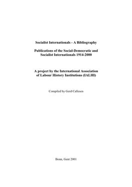 Socialist Internationals - a Bibliography