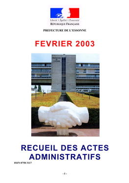 Fevrier 2003 Recueil Des Actes Administratifs