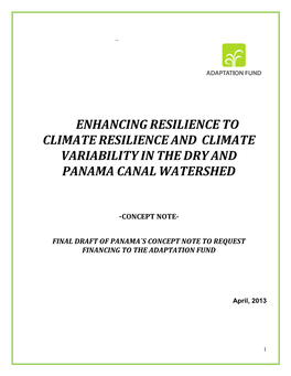 Enhancingresilienceto Climateresilienceand Climate Variabilityinthedryand Panama Canalwatershed