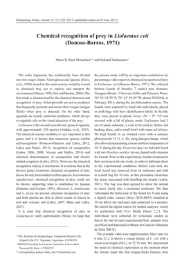 Chemical Recognition of Prey in Liolaemus Ceii (Donoso-Barros, 1971)