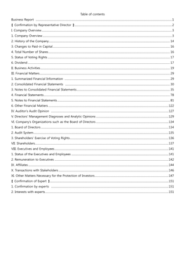 Table of Contents Business Report