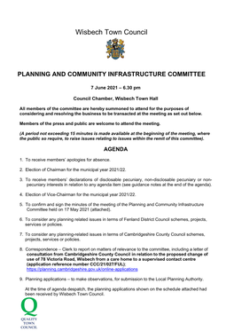 Agenda Planning and Community Infrastructure Committee 7 June 2021