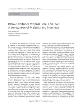 Islamic Attitudes Towards Israel and Jews: a Comparison of Malaysia and Indonesia