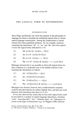 The Logical Form of Determiners