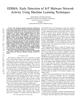 Early Detection of Iot Malware Network Activity Using Machine Learning Techniques