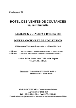 HOTEL DES VENTES DE COUTANCES 62, Rue Gambetta
