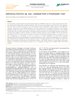 Solimonas Fluminis Sp. Nov., Isolated from a Freshwater River