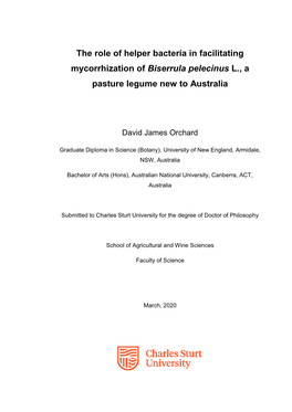 The Role of Helper Bacteria in Facilitating Mycorrhization of Biserrula Pelecinus L., a Pasture Legume New to Australia