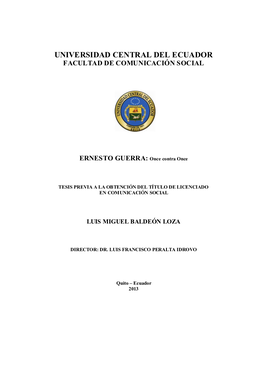 Universidad Central Del Ecuador Facultad De Comunicación Social