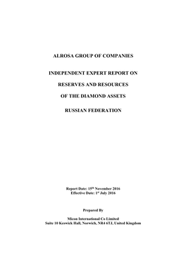 Alrosa Group of Companies Independent Expert Report