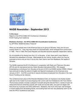 NASB Newsletterанаseptember 2013