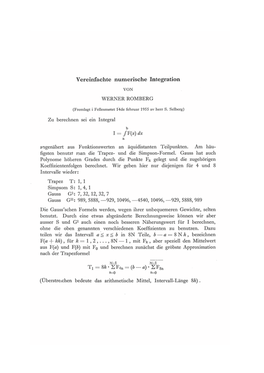 Werner Romberg Vereinfachte Numerische Integration DKNVS Forhandlinger 19551