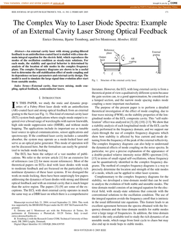 Example of an External Cavity Laser Strong Optical Feedback Enrico Detoma, Bjarne Tromborg, and Ivo Montrosset, Member, IEEE