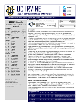 2020-21 MEN's BASKETBALL GAME NOTES 2020-21 Schedule