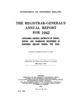 The Registrar-General's Annual Report for 1942