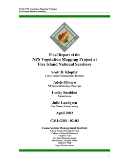 Vegetation Classification and Mapping Project Report