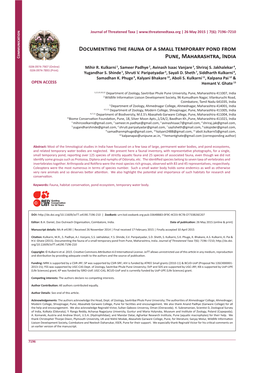 Documenting the Fauna of a Small Temporary Pond from Pune, Maharashtra, India