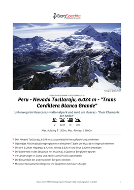 Nevado Tocllaraju, 6.034 M - "Trans Cordillera Blanca Grande" Unterwegs Im Huascaran-Nationalpark Und Rund Um Huaraz - "Dem Chamonix Der Anden"