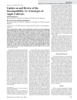 (S-) Genotypes of Apple Cultivars