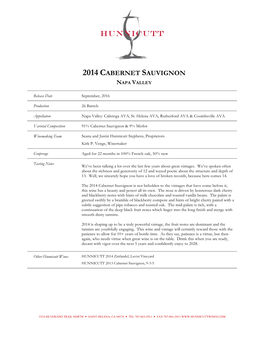 2014 HUNN Cabernet Sauvignon, Napa Valley FINAL