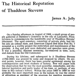 The Historical Reputation of Thaddeus Stevens