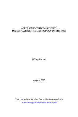 Appeasement Reconsidered.Pdf