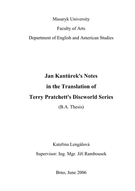 Jan Kantůrek's Notes in the Translation of Terry Pratchett's