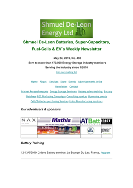 Shmuel De-Leon Batteries, Super-Capacitors, Fuel-Cells & EV