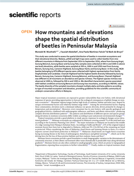 How Mountains and Elevations Shape the Spatial Distribution of Beetles in Peninsular Malaysia Muneeb M