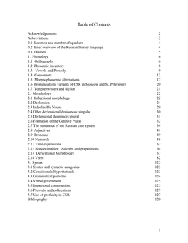 Table of Contents