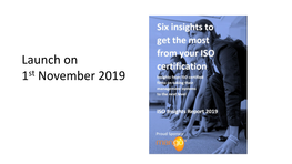 Launch on 1St November 2019 Steps to Create an Integrated Management Systems Manual