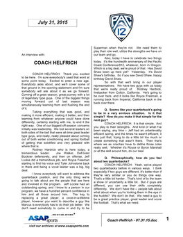 COACH HELFRICH Coast Conference/812, Whatever, Born in Oregon