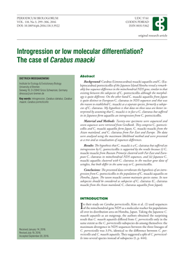 Introgression Or Low Molecular Differentiation? the Case of Carabus Maacki