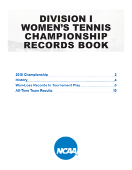 Division I Women's Tennis Championship Records Book