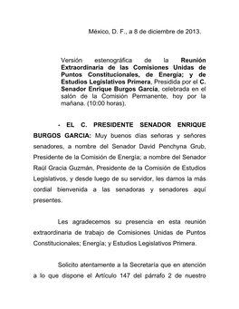 Comisiones Unidas De Puntos Constitucionales… Diciembre 08, 2013