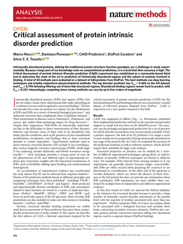 Critical Assessment of Protein Intrinsic Disorder Prediction