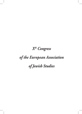 Xth Congress of the European Association of Jewish Studies the Venue