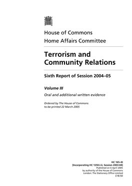 Terrorism and Community Relations