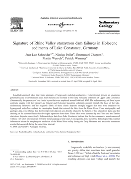 Signature of Rhine Valley Sturzstrom Dam Failures in Holocene Sediments of Lake Constance, Germany