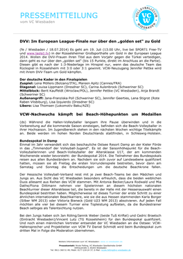 PRESSEMITTEILUNG Vom VC Wiesbaden