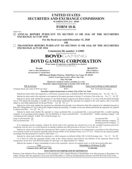 BOYD GAMING CORPORATION (Exact Name of Registrant As Specified in Its Charter)