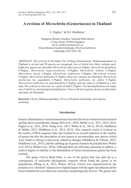 A Revision of Microchirita (Gesneriaceae) in Thailand