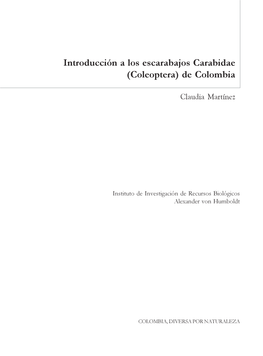 Introducción a Los Escarabajos Carabidae (Coleoptera) De Colombia