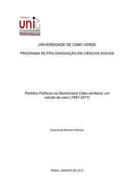 UNIVERSIDADE DE CABO VERDE Partidos Políticos Na Democracia