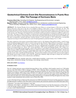 Geotechnical Extreme Event Site Reconnaissance in Puerto Rico After the Passage of Hurricane Maria