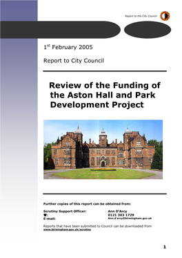 Aston Hall and Park February 2005.Pdf