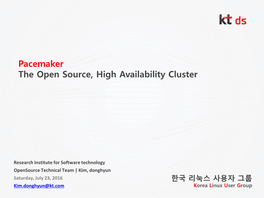 Pacemaker – the Open Source, High Availability Cluster