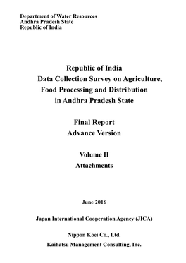 Republic of India Data Collection Survey on Agriculture, Food Processing and Distribution in Andhra Pradesh State